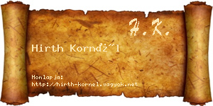 Hirth Kornél névjegykártya